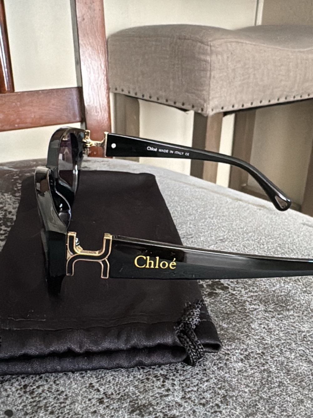 Black Sunglasses with Gold Accent